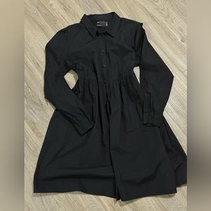 Maternity cotton mini smock shirt dress